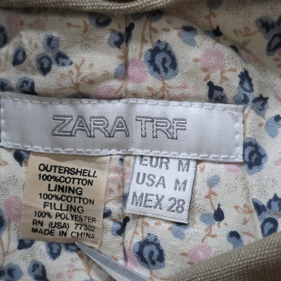 Zara Trench Coat Women M Beige Twill Pockets Belt Buttons Removable Liner Preppy - Picture 3 of 16